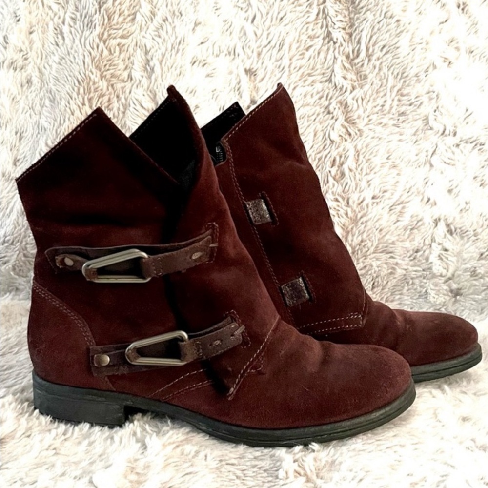 Miz Mooz Genuine Leather Ankle Boots Burgundy /Purple
